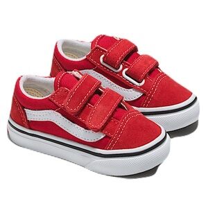 Vans Toddler 7.5 Old Skool Velcro Lowtop Red Shoes